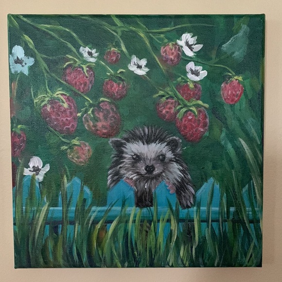 SALE!!! Hedgehog painting. Original painting handmade - Picture 4 of 8